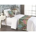 thumbnail image 2 of Tropical Boho Bed Runner Set, Hawaii Summer Vibes Palm Tree Leaves on Zebra Striped Back, Decorative Bedding Scarf & a Pillow Sham for Hotels Homes, Twin, Hot Pink and Pistachio Green, by Ambesonne, 2 of 3