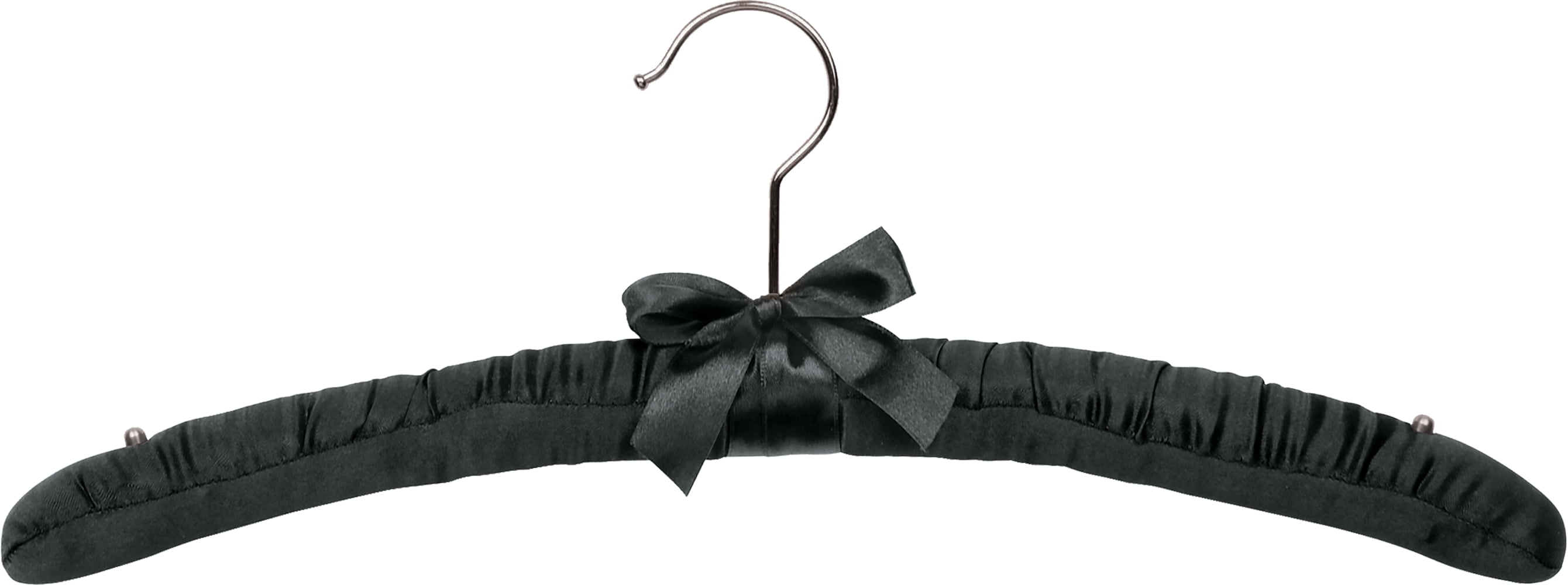 INTERNATIONAL HANGER Black Satin Padded Top Hanger with Studs for