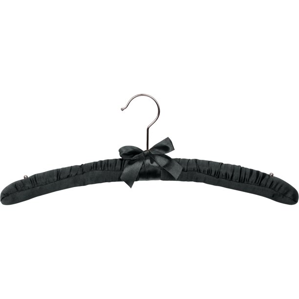 INTERNATIONAL HANGER Black Satin Padded Top Hanger with Studs for
