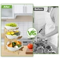 thumbnail image 4 of 3 Tier Ceramic Fruit Basket with Bamboo Wood StandVegetable Fruit Bowl for Kitchen Counter, White, 4 of 11