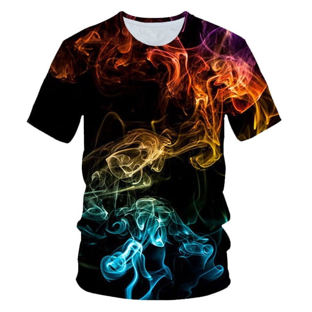 2021 Flame Boy's kids T-shirt moda de verano de manga corta para niñas 3D cuello redondo tops Color elemento camisa de moda para niños T-shirt12T Gao Jinjia LED