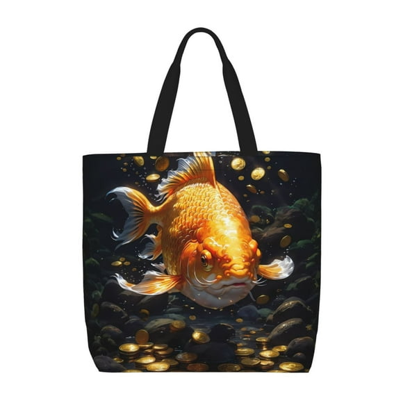 Easygdp Golden Koi And Treasure Bolsa Tote para Mujer, Bolso de Hombro para Trabajo, Playa, Viajes, Compras y Supermercado
