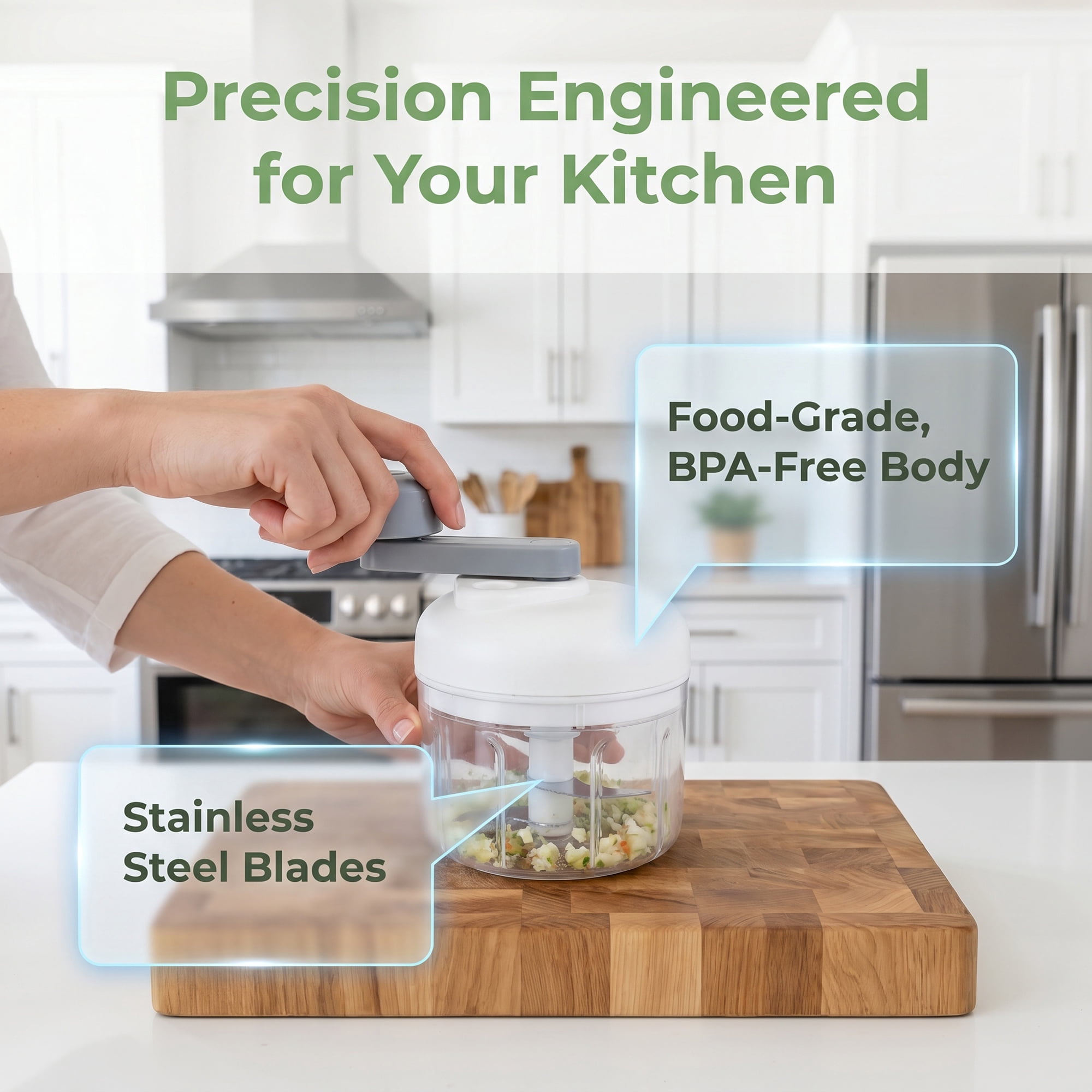 Unique Bargains Garlic Vegetable Chopper Food Processor Detachable Mini Grinder White-3