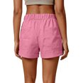 thumbnail image 4 of Women's Utility Shorts with Pockets, Casual Solid Color Elastic Waist Twill Shorts, Summer Lightweight Everyday Cuffed Hem Chino Basic Shorts, 4 of 8