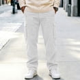 thumbnail image 5 of Wide Leg Cargo Pants for Men,Loose Straight Leg Casual Trousers with Multi Pockets for Home Loungewear, 5 of 7