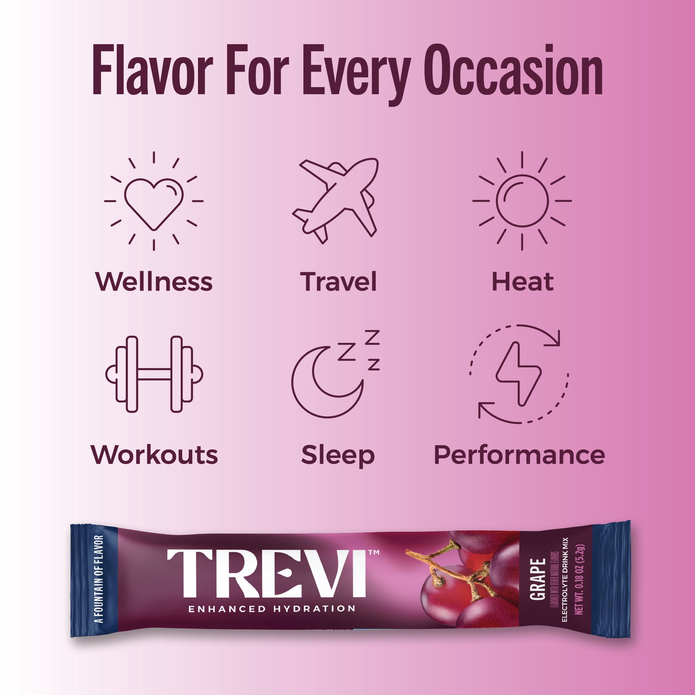 Trevi Sugar Free Electrolyte Drink Mix - 7 Count Grape