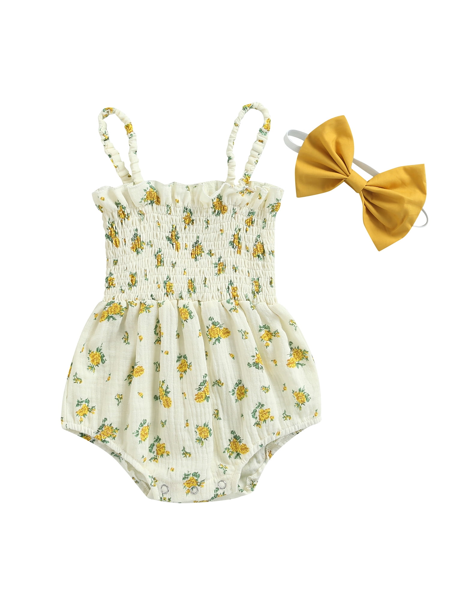 ❤️ Mealeaf ❤️ Infant Baby Girls Sleeveless Floral Print Jumpsuit Romper Outfits Clothes（3-24M） 