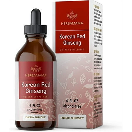 HERBAMAMA Asian Ginseng Herbal Extract Tincture - Energy & Focus Supplement 4 fl. oz