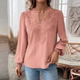 thumbnail image 5 of HAJWOH Womens Tops Dot Boho Long Sleeve Shirts V Neck Casual Chiffon Blouses Flowy Lace Hem Cute Clothing Trendy 2026, 5 of 6