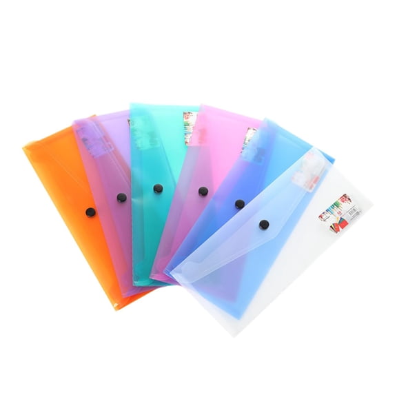 6pcs Clear Document Folder Snap Button Plastic Envelope Organizer for School Supplies Lightweight