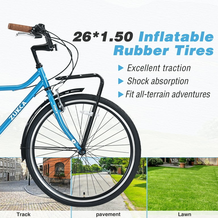 Vintage 26-Inch 7-Speed Bicycle for Men and Women, Steel Frame