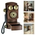 thumbnail image 2 of Retro Classical Wall Mount Corded Phone Model Antique Landline Telephone with Storage Box Moderns Home Decors, 2 of 8