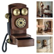 Rotary Dials Phone Antique Landline Telephone with Storage Box Wall Decors for Home Retro Creative Phone Model