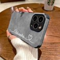thumbnail image 1 of Funda de teléfono de cuero suave con nombre personalizado, cubierta a prueba de golpes de estilo coreano para iPhone 14 Pro Max 13 12 11 X XS XR 7 8 Plus, 1 of 4