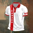 thumbnail image 2 of Telankuip Men's Canada Flag Print Polo Shirts Button up Lapel Short Sleeve Slim Fit Polo Tees Fashion Canadian Maple Leaf and Letter Graphic Design Summer Casual Tops 6-White XL, 2 of 3