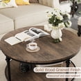 thumbnail image 7 of FOLDLIFE Round Coffee Table,Rustic Center Table with Storage Shelf,2-Tier Industrial Accent Center Table,Wood Circle Coffee Table with Sturdy Metal Legs,Dark Oak, 7 of 7