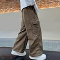 thumbnail image 6 of Fancifize Boy's Baggy Cargo Pants Elastic Waist Loose Cargo Pants Multi Pockets Casual Wide Leg Pants Preppy Clothes 5-16Y, 6 of 6