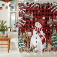 thumbnail image 6 of Christmas Snowman Shower Curtains for Bathroom, Red Snowman Berries Bird Pine Tree Red Plaid Waterproof Fabric Shower Curtain for Bathroom Bathtub Decoration, Machine Washable, 36"x72", 6 of 9