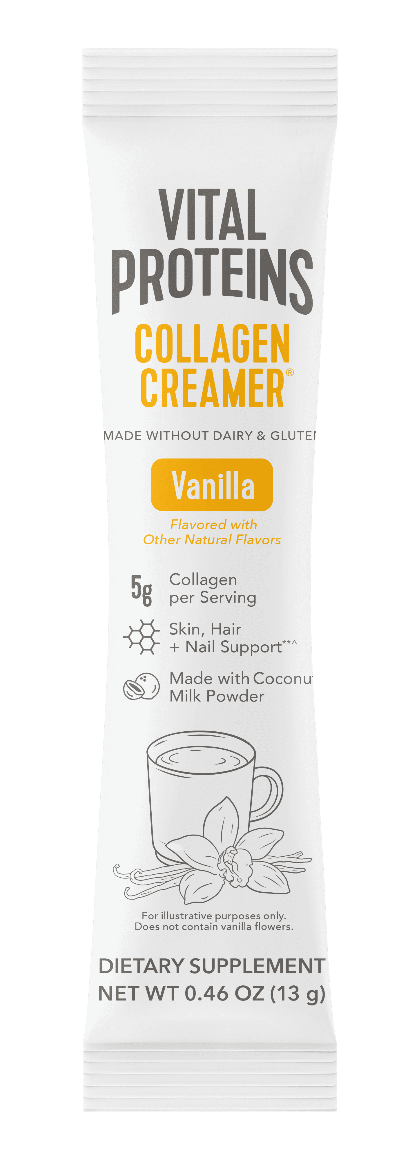 Vital Proteins Collagen Creamer Single Serve Stick Pack, 5g Collagen for Skin, Nail & Joint Support, Vanilla, 14 Count