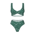 thumbnail image 4 of Daiia Green Christmas Women's Bikini Set Two Piece Swimsuit High Waisted Bikini Adjustable Straps Bikini Perfect for Beach, Pool, and Summer Vacation-XX-Large, 4 of 9