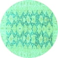 thumbnail image 1 of Ahgly Company Indoor Round Oriental Turquoise Blue Traditional Area Rugs, 8' Round, 1 of 4