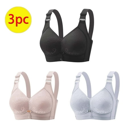 GERsome Women s Bras V Neck Seamless Wireless Comfortable Everyday Bra Full Coverage Push Up Bra Comfortable Underwear Pack of 3 Assorted Color Black/Purple/Blue S