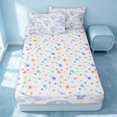thumbnail image 4 of Erosebridal Cute Hot Air Ballon Zipper Full Size Comforter Sets with Fitted Sheet and 2 Pillowcases, Romantic Love Zipper Bedding Set, Stars Reversible, Sky Blue White, Stars Reversible, 4 of 7