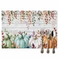 thumbnail image 2 of Fall Orange White Pumpkin Placemats Set of 12 Thanksgiving Eucalyptus Leaves Wood Grain Heat Insulated Linen Place Mats, Washable Stain-Proof Table Mats for Dining Tables Holiday Decor 13x19inch, 2 of 9