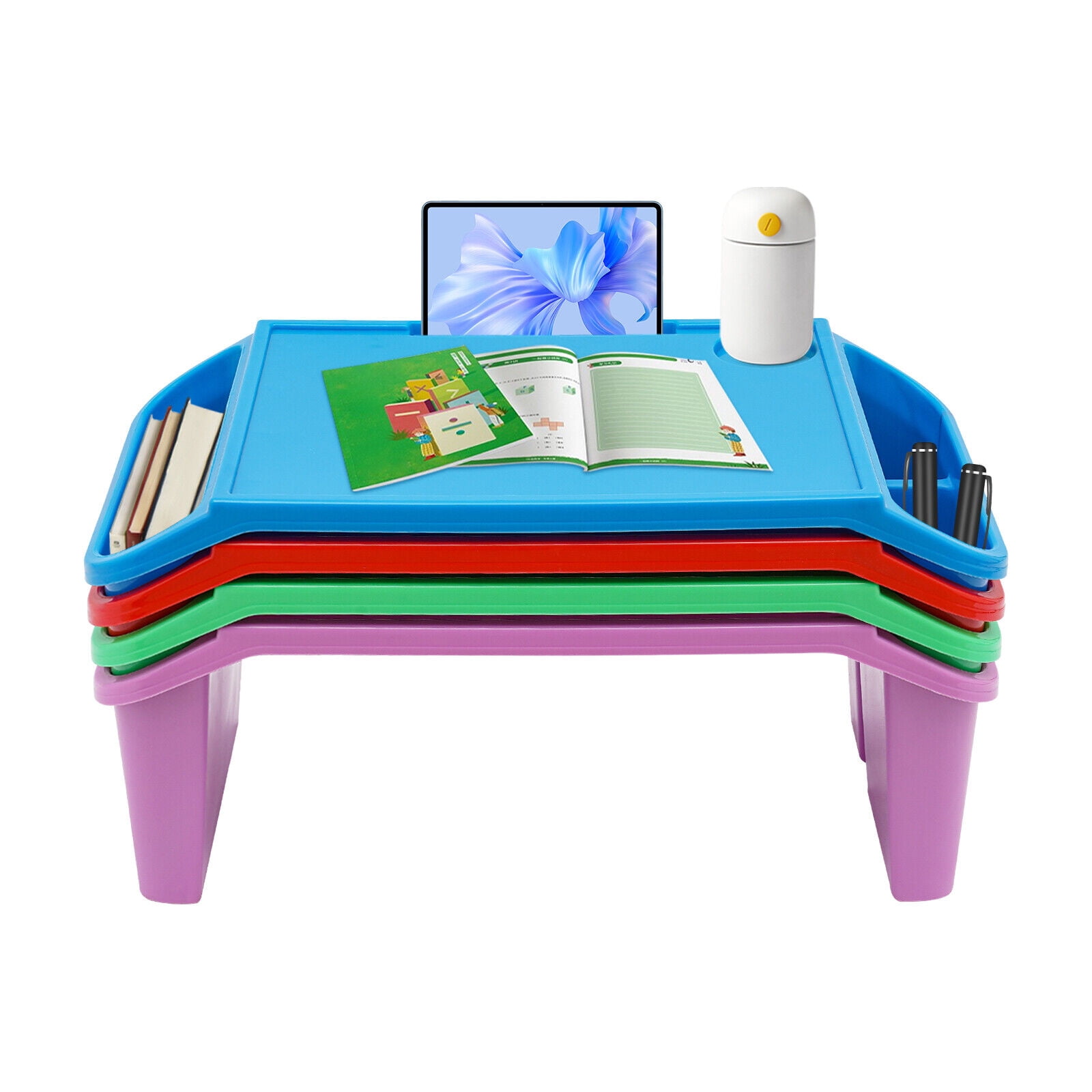 4 Pcs Kids Lap Desk Tray Plastic Breakfast Laptop Trays Portable Lap Bed Table