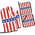 thumbnail image 2 of 4th July Oven Mitts and Pot Holders 4 Pcs Sets for Kitchen, Cooking Gloves Heat Resistant Oven Mitt Gloves Non Slip Potholders for Baking, BBQ, Grilling, 2 of 6