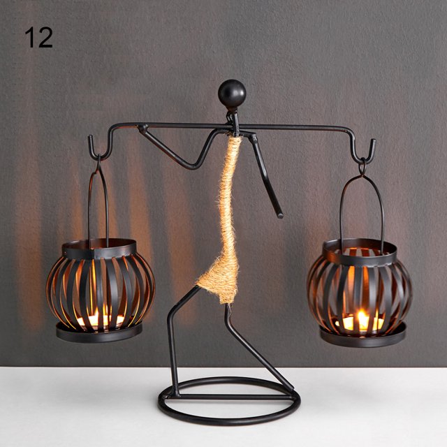CAROOTU Metal Candle Holder Abstract Character Candlestick Decorative Handmade Candlestick Home Decor