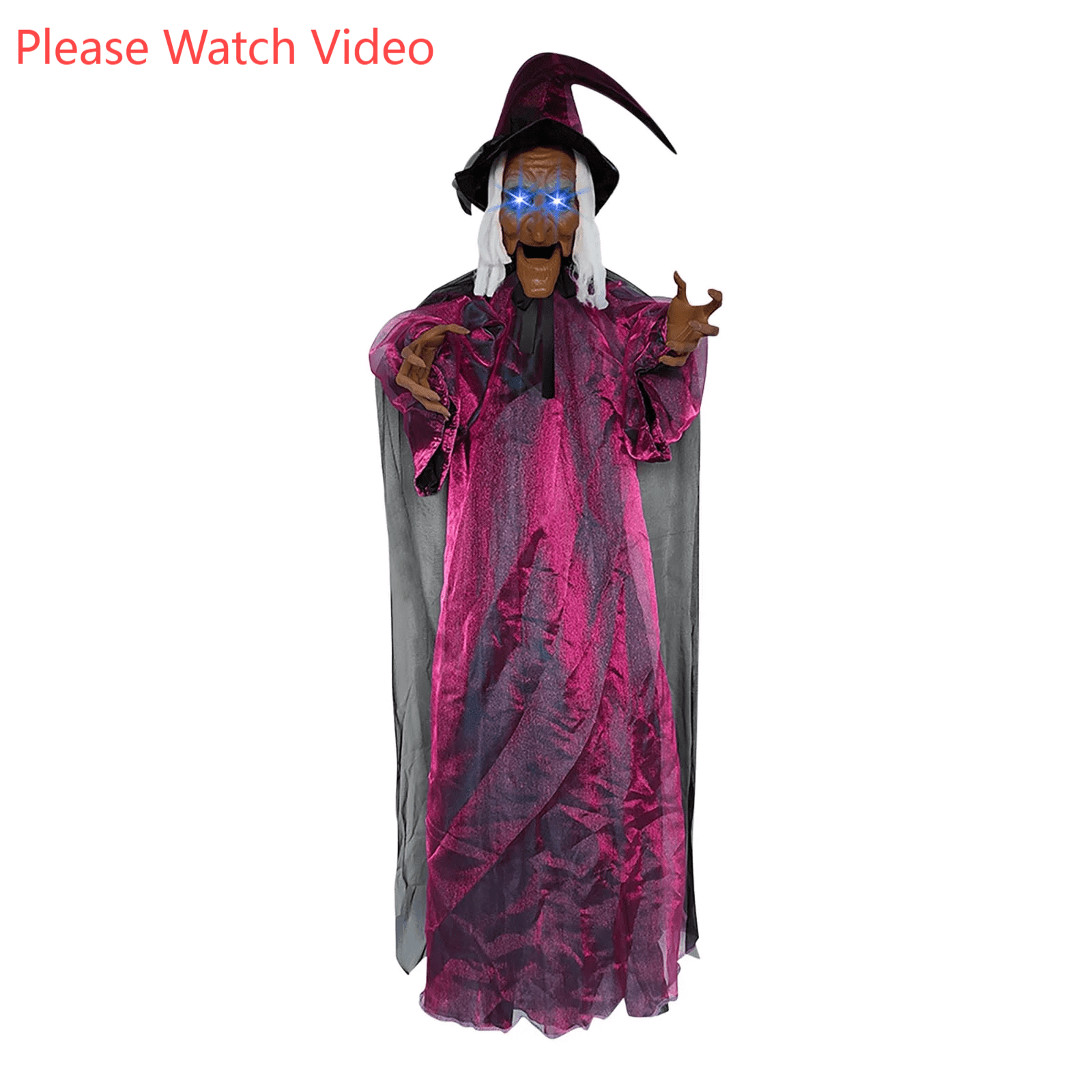 Halloween Animatronics Witch Clearance, Voice Activated Purple Escape Haunt Halloween House Decor & Fright Fest Prop, Life Size Animated Halloween Decoration Outdoor