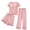 Pink, variant on 3 PCS Pajama Sets Womens Short Sleeve Top with Bra Shorts and Long Pants Soft Comfy Loungewear