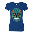 thumbnail image 2 of Wild Bobby Day Of The Dead Sugar Skull Pop Culture Women Slim Fit Junior Tee, Royal, Medium, 2 of 5
