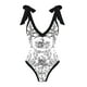 thumbnail image 3 of MKLEKYY Trajes De Baño Mujer Completo Women Vintage Abstract Floral Print 1 Piece Swimwear+1 Piece Cover Up Two Piece Vintage Print Swimsuit Monokini Bikini 2 Piece Swimsuits Two Piece Tankini Set, 3 of 5