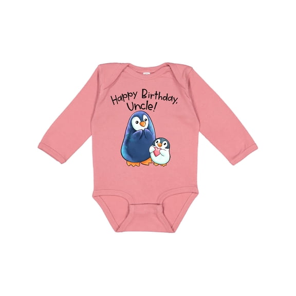 Inktastic Happy Birthday, Uncle Cute Penguins Boys or Girls Long Sleeve Baby Bodysuit