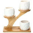 thumbnail image 2 of Piezas de Macetas de Búho Ormromra con Platillos de Bambú de 3 Niveles, 2 of 6