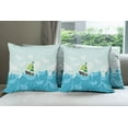 thumbnail image 6 of Ambesonne Ocean Throw Pillow Cover 4 Pack, Sailing Boat on the Sea, 18", Pale Blue Sky Blue, 6 of 7