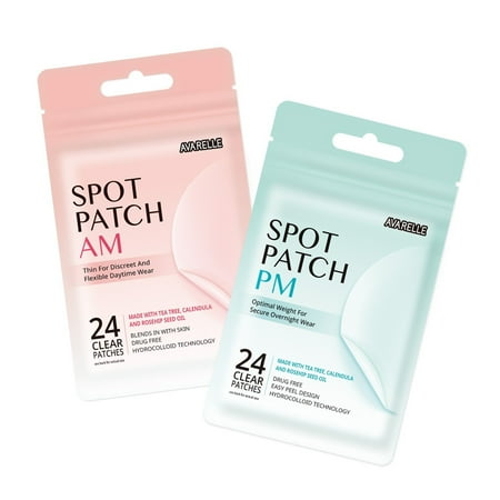 Acne Spot Patch AM+PM Daytime Absorbing Cover Patch Hydrocolloid, Tea Tree Calendula, Rosehip Seed Oil (AM+PM / 48 PATCHES) AM+PM / 48 PATCHES