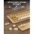 thumbnail image 6 of Wireless Keyboard and Mouse Combo, Retro Round Keycaps, Full Size with Detachable Wrist Rest, 2.4G for PC,Ombre Latte Beige, 6 of 8