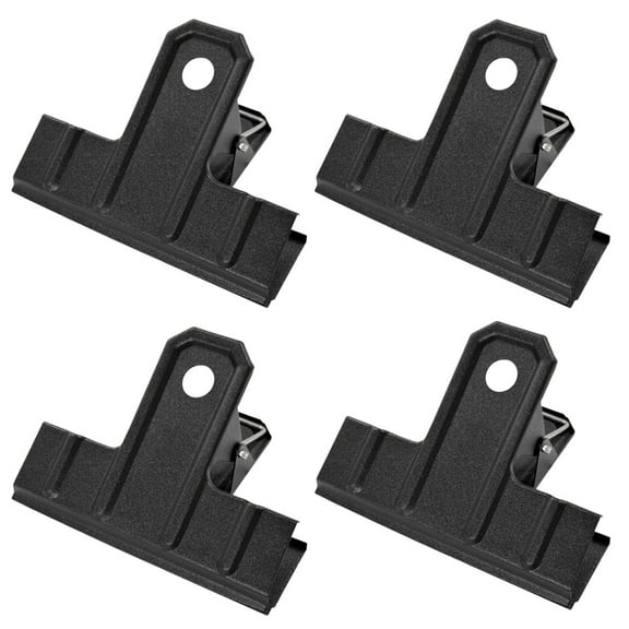 Topboutique Black Metal Clips 4 Pcs Large Hinge Clips Heavy Duty Paper Clip File Clamps Bull Clips Binder Clips for Drawing Paper Bills Photos Office Art Projects,4.7 inch (120 mm)