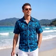 thumbnail image 4 of Men's Hawaiian Shirts Casual Tropical Shirt Short Sleeve Holiday Aloha Hawaii Shirt Blue, 4 of 7