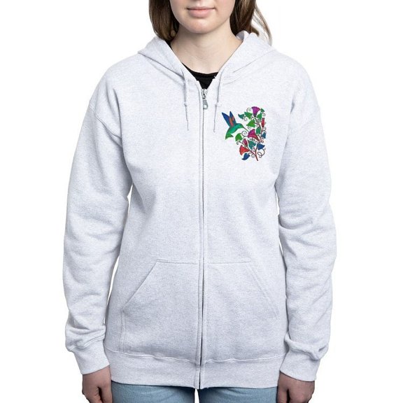 CafePress - Rainbow Hummingbird On Trumpet Vine Women's Zip Ho - Women's Zip Hoodie