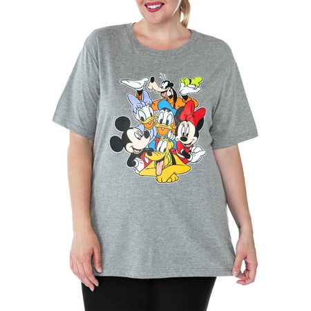 plus size mickey mouse & friends t-shirt gray minnie daisy pluto