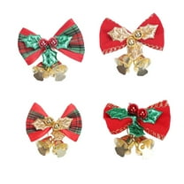 FastXmas Christmas Mini Red Bows Crafts Ornament,1.8 Inch Tiny Christmas Hanging Bows for Present with Bells,Handmade Bowknot Ornament for Christmas Tree,Wreaths Hanging Decoration Gift for Friends