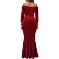 thumbnail image 3 of Bodycon Long Sleeve Dresses for Women Formal Off Shoulder Sexy Split Party Mermaid Dress with Zippe, 3 of 7