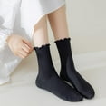 thumbnail image 6 of Womens Socks, Size 5-9, Ruffle Turn-Cuff Casual Crew Socks Breathable Cool Knit Cotton Lettuce Ankle Frilly Sock 6 Pack Multicolour, 6 of 7
