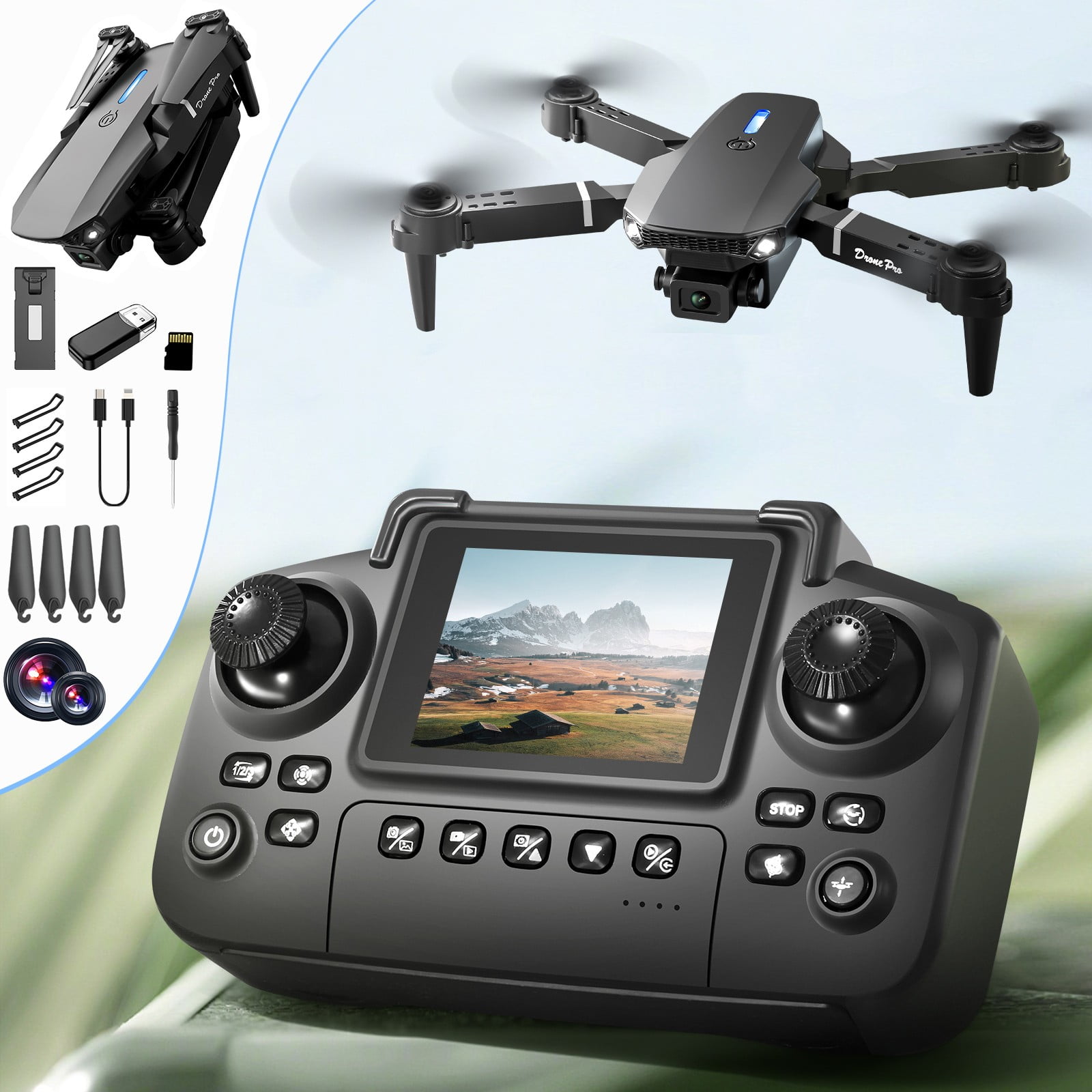 OBEST Mini-drone met 4K-camera, opvouwbare RC-drone met wifi, 2 batterijen, 360° obstakelvermijding, automatische terugkeer, headless-modus, RC- quadcopter, speelgoed en cadeaus voor kinderen en