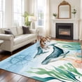thumbnail image 3 of Rectangle Area Rug 5x8ft,Coastal Ocean Whale Fish Washable Carpet Non-Slip Runner Accent Rugs Indoor Floor Mat for Bedroom Living Room Decor,Sea Blue Marine Life, 3 of 9