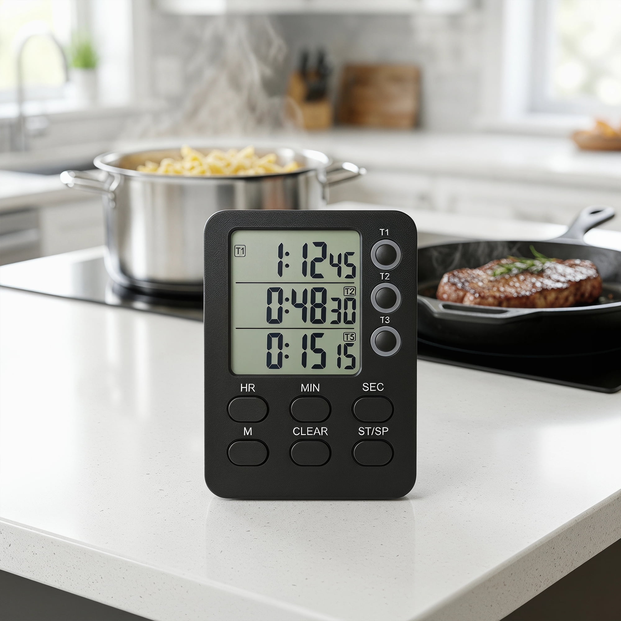 Unique Bargains Portable Kitchen Timer with Loud Alarm and Magnetic Backing Black
